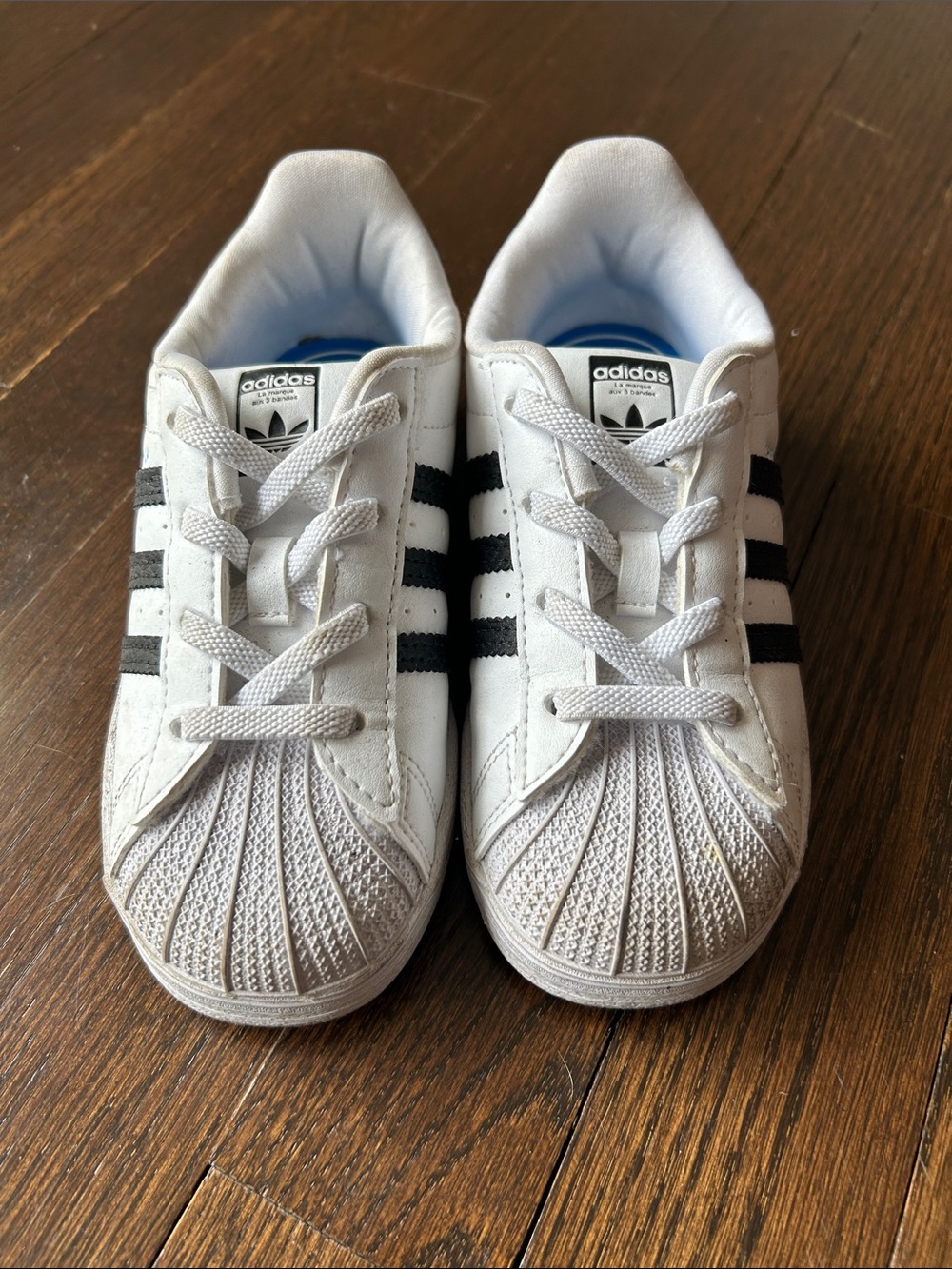 adidas Kids White Sneakers with Black Stripes